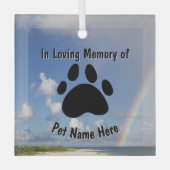 Custom Pet Memorial Rainbow Ornament Aus Glas (Vorderseite)