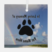 Custom Pet Memorial Rainbow Ornament Aus Glas (Rückseite)