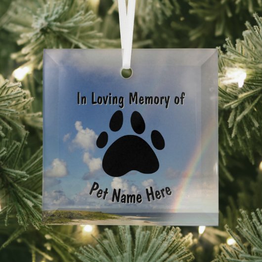 Custom Pet Memorial Rainbow Ornament Aus Glas (Insitu)