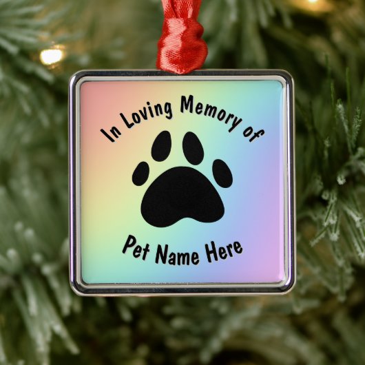 Custom Pet Memorial Rainbow Ornament Aus Metall (Baum)