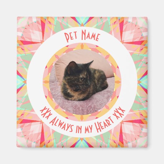 Custom Pet Memorial Red Pink Photo Quotes Magnet (Vorne)