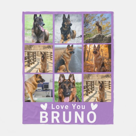 Custom Pet Memory Dog Cat Violet with 9 Photos Fleecedecke (Vorderseite)