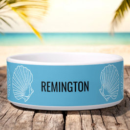 Custom Pet Name Beach Seashells Aquamarin Napf