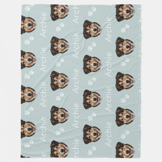 Custom Pet Name Photo Dog  Fleecedecke (Vorderseite)