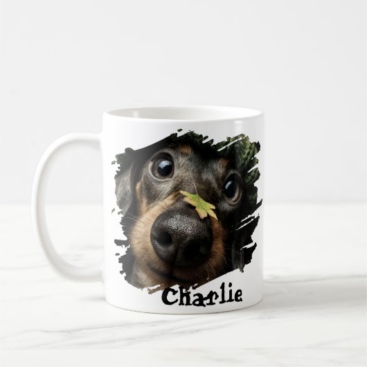 Custom Pet Name Photo Pet Lover Gift Typography Kaffeetasse (Links)