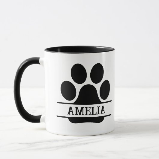 Custom Pet Paw Print Mug | Black & White Tasse (Links)