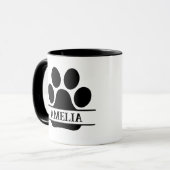 Custom Pet Paw Print Mug | Black & White Tasse (Vorderseite Links)