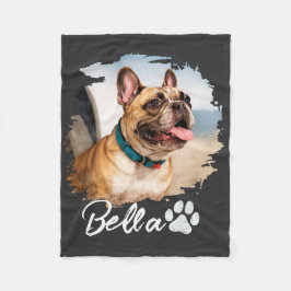 Custom Pet Photo and Name Typography Fleecedecke