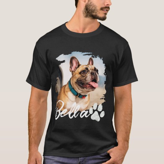 Custom Pet Photo and Name Typography T-Shirt (Vorderseite)