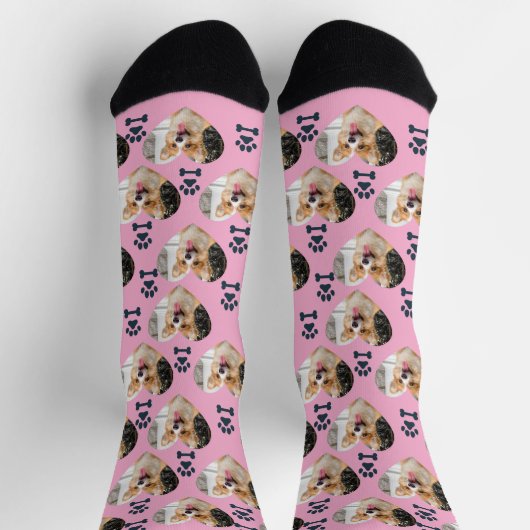 Custom Pet Photo and  Paw Prints Socks Socken (Oben)