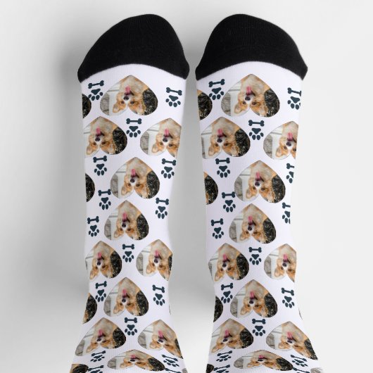 Custom Pet Photo and Paw Prints Socks Socken (Oben)