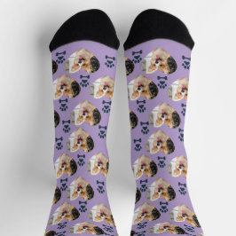 Custom Pet Photo and Paw Prints Socks Socken