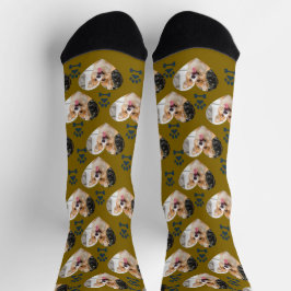 Custom Pet Photo and Paw Prints Socks Socken