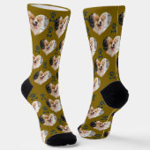 Custom Pet Photo and  Paw Prints Socks Socken (Gewinkelt)