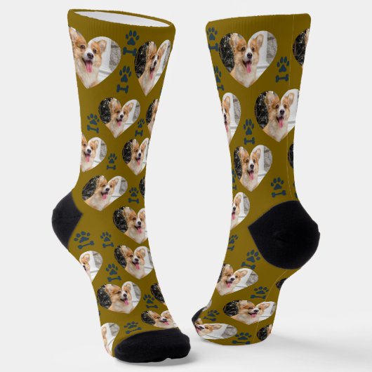 Custom Pet Photo and Paw Prints Socks Socken (Gewinkelt)