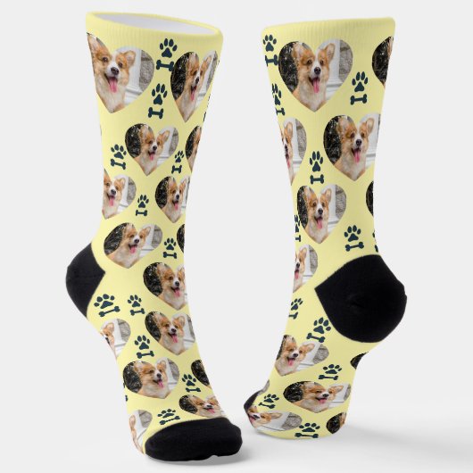 Custom Pet Photo and  Paw Prints Socks Socken (Gewinkelt)