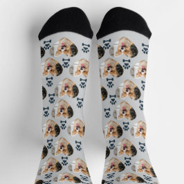 Custom Pet Photo and Paw Prints Socks Socken