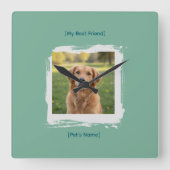 Custom Pet Photo Brushstroke Wall Clock Quadratische Wanduhr (Vorderseite)