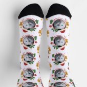 Custom Pet Photo Christmas Pattern Fun Socks Socken (Oben)