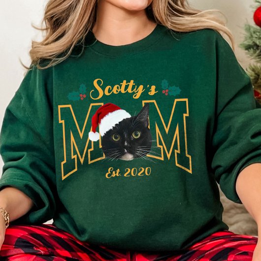 Custom Pet Photo Face with Santa Hat Christmas Sweatshirt
