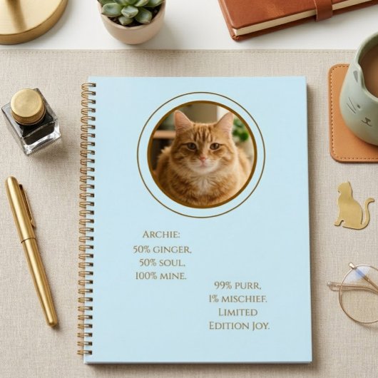 Custom Pet Photo Ginger Cat Personalized Notebook Notizblock