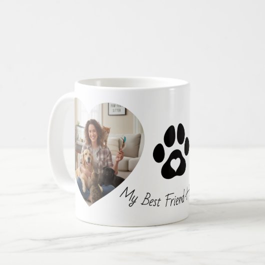 Custom Pet Photo Heart Mug Kaffeetasse (Vorderseite Links)