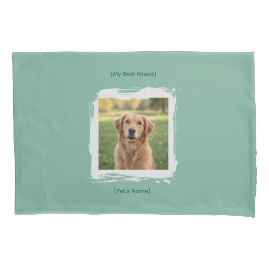 Custom Pet Photo & Name Brushstroke Bed Pillowcase Kissenbezug (Vorderseite)