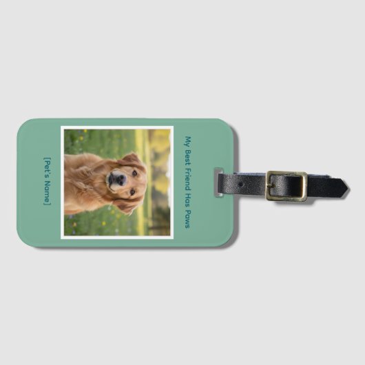 Custom Pet Photo & Name Durable Gepäckanhänger (Vorderseite (Horizontal))