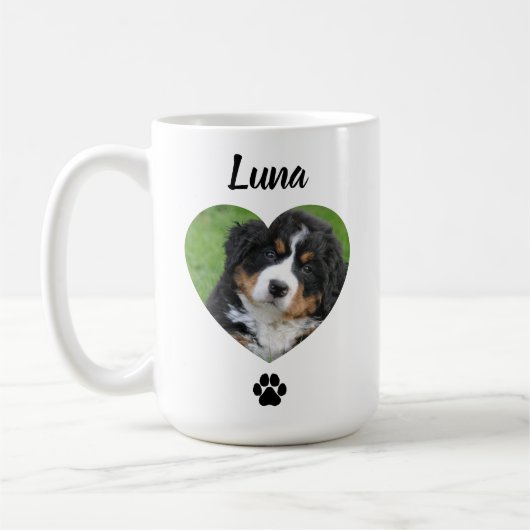 Custom Pet Photo Name, Minimal Modern Typography Kaffeetasse (Links)