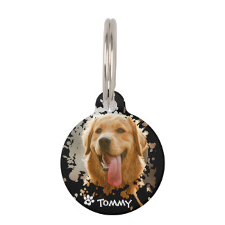 Custom Pet Photo & Name Round Tag – Modern Design Haustiermarke