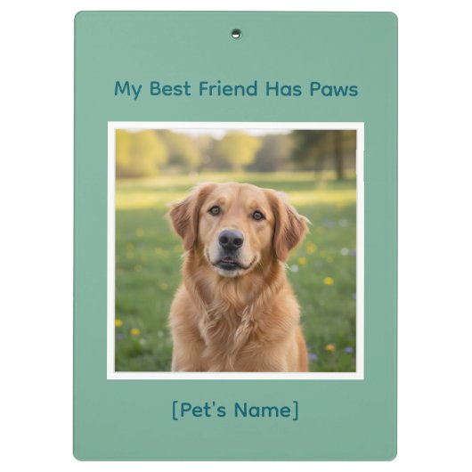 Custom Pet Photo & Name, school & work Klemmbrett (Rückseite)