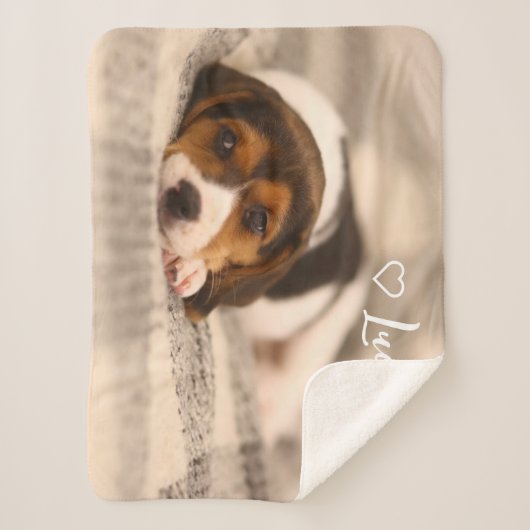 Custom Pet Photo & Name Sherpa Blanket Sherpadecke (Vorderseite)