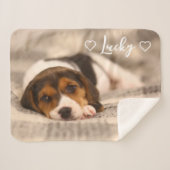 Custom Pet Photo & Name Sherpa Blanket Sherpadecke (Vorderseite (Horizontal))