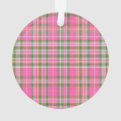 Custom Pet Photo Ornament Pink & Green Plaid Bone  (Rückseite)