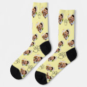 Custom Pet Photo & Paw Prints Black Socks Socken (Linkes Detail)