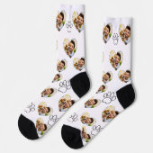 Custom Pet Photo & Paw Prints Black Socks Socken (Linkes Detail)
