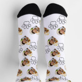 Custom Pet Photo & Paw Prints Black Socks Socken (Oben)