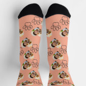 Custom Pet Photo & Paw Prints Black Socks Socken (Oben)