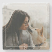 Custom Pet Photo Personalized Dog Picture  Steinuntersetzer (Vorderseite)