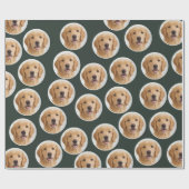 Custom Pet Photo | Personalized Forest Green Gift  Geschenkpapier (Flach)