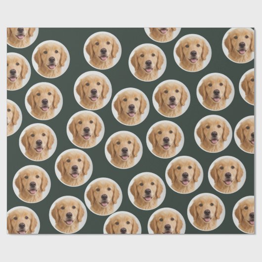 Custom Pet Photo | Personalized Forest Green Gift  Geschenkpapier (Flach)