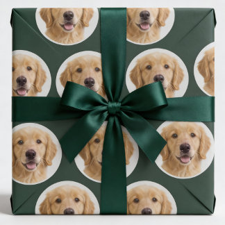 Custom Pet Photo | Personalized Forest Green Gift  Geschenkpapier