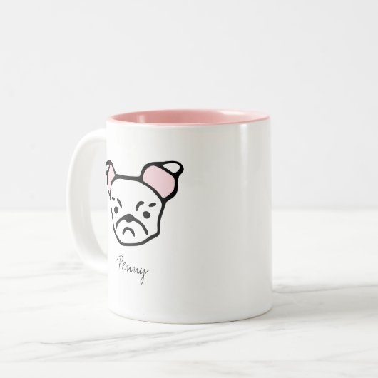 Custom Pet Portrait Dog Mom Brussels Griffon Zweifarbige Tasse (Vorderseite Links)