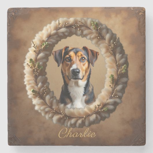 Custom Pet Portrait – Just Upload a Simple Photo Steinuntersetzer (Vorderseite)
