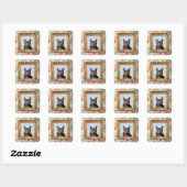 Custom Pet Portrait Label – Your Cat in a Frame Quadratischer Aufkleber (Blatt)