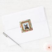 Custom Pet Portrait Label – Your Cat in a Frame Quadratischer Aufkleber (Umschlag)