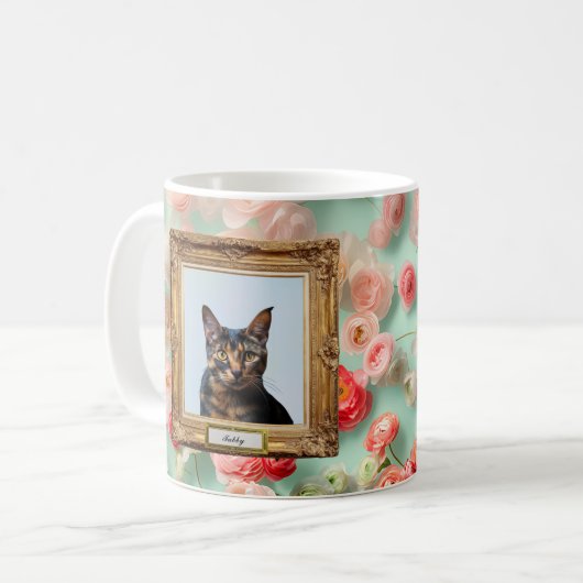 Custom Pet Portrait Mug – Your Cat in a Frame Kaffeetasse (Vorderseite Links)