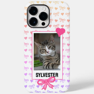 Custom Pet Portrait Niedlich rosa Band Herz Foto Case-Mate iPhone 14 Pro Max Hülle