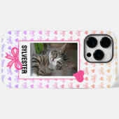 Custom Pet Portrait Niedlich rosa Band Herz Foto Case-Mate iPhone Hülle (Rückseite (Horizontal))