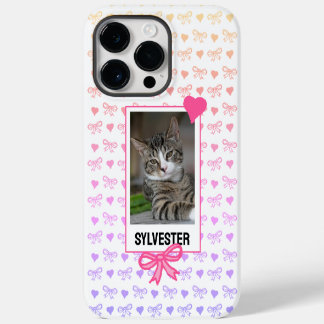 Custom Pet Portrait Niedlich rosa Band Herz Foto iPhone 14 Pro Max Hülle
